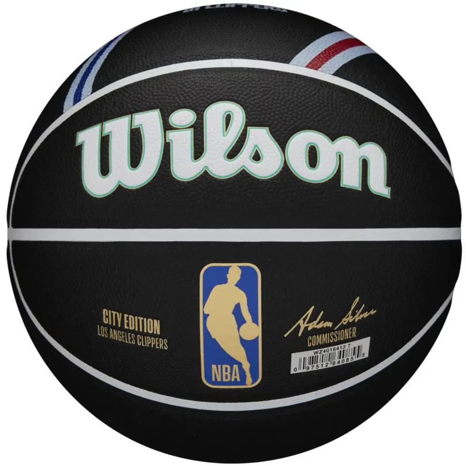 ⁨Piłka do koszykówki Wilson NBA Team City Collector Los Angeles Clippers Ball (kolor Czarny, rozmiar 7)⁩ w sklepie Wasserman.eu