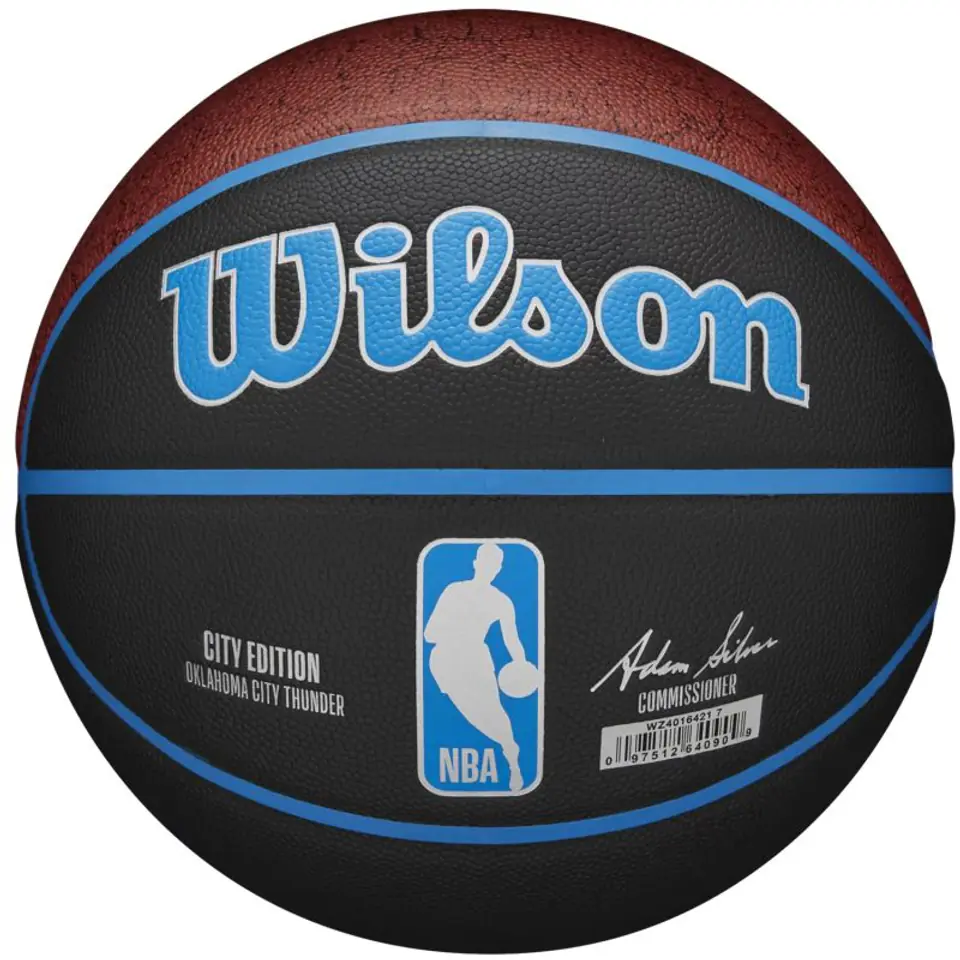 ⁨Piłka do koszykówki Wilson NBA Team City Collector Oklahoma City Thunder Ball (kolor Czarny, rozmiar 7)⁩ w sklepie Wasserman.eu