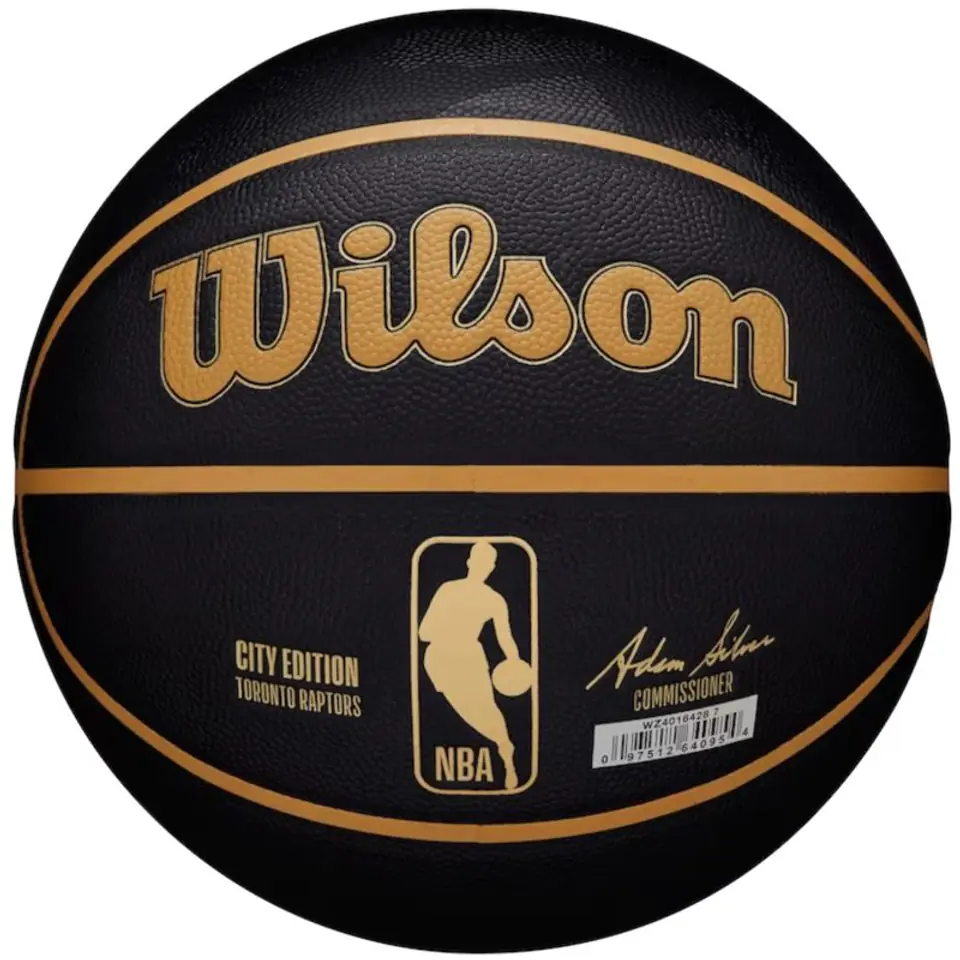 ⁨Piłka do koszykówki Wilson NBA Team City Collector Toronto Raptors Ball (kolor Czarny, rozmiar 7)⁩ w sklepie Wasserman.eu