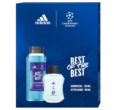 ⁨ADIDAS UEFA CHAMPIONS LEAGUE Zestaw prezentowy Best of The Best (Woda po goleniu 100ml + Żel pod prysznic 3w1 250ml)⁩ w sklepie Wasserman.eu