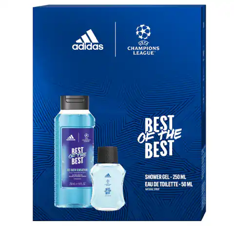 ⁨ADIDAS UEFA CHAMPIONS LEAGUE Zestaw prezentowy Best of The Best (Woda toaletowa 50ml+Żel pod prysznic 3w1 250ml)⁩ w sklepie Wasserman.eu