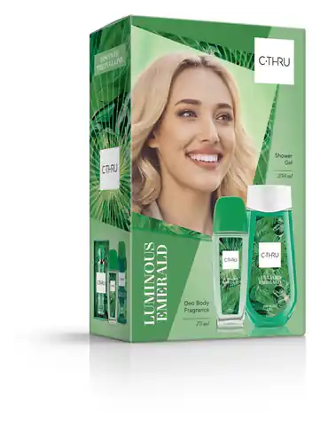 ⁨C-THRU Zestaw prezentowy Luminous Emerald (Dezodorant naturalny spray 75ml+Żel pod prysznic 250ml)⁩ w sklepie Wasserman.eu