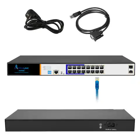 ⁨EXTRALINK ARES FULL GIGABIT MANAGED POE SWITCH 16 PORTS 10/100/1000M TX WITH POE, CONSOLE PORT, AND 2X GE SFP, 150W⁩ at Wasserman.eu