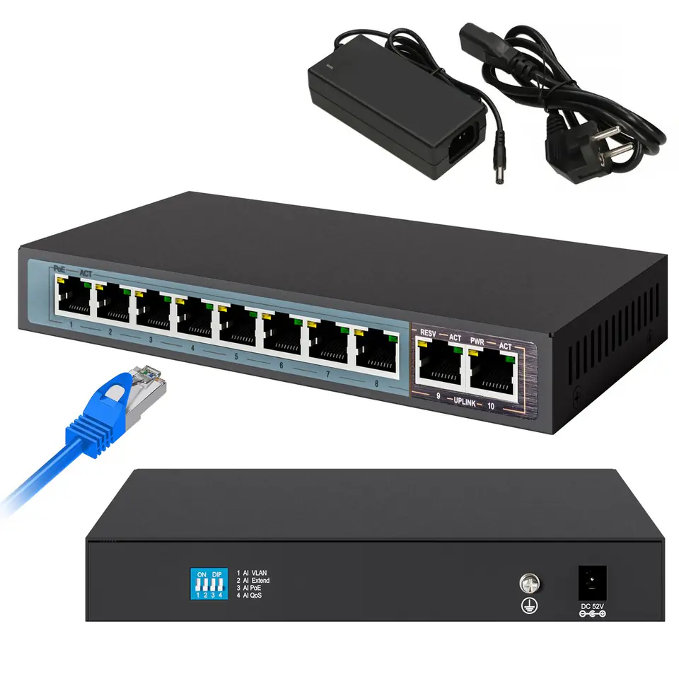 ⁨EXTRALINK CERES EX-SF1008P 8 PORTS 10-100MBPS POE SWITCH 802.3AF 96W 2X RJ45 UPLINK⁩ at Wasserman.eu