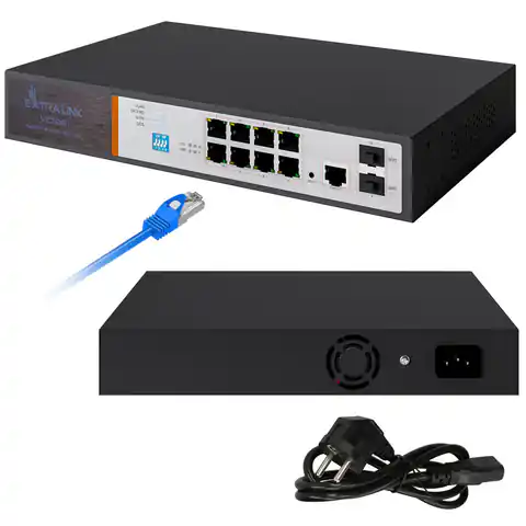 ⁨Extralink EX.8222 network switch Managed L2/L4 Gigabit Ethernet (10/100/1000) Power over Ethernet (PoE) 1U Black⁩ at Wasserman.eu