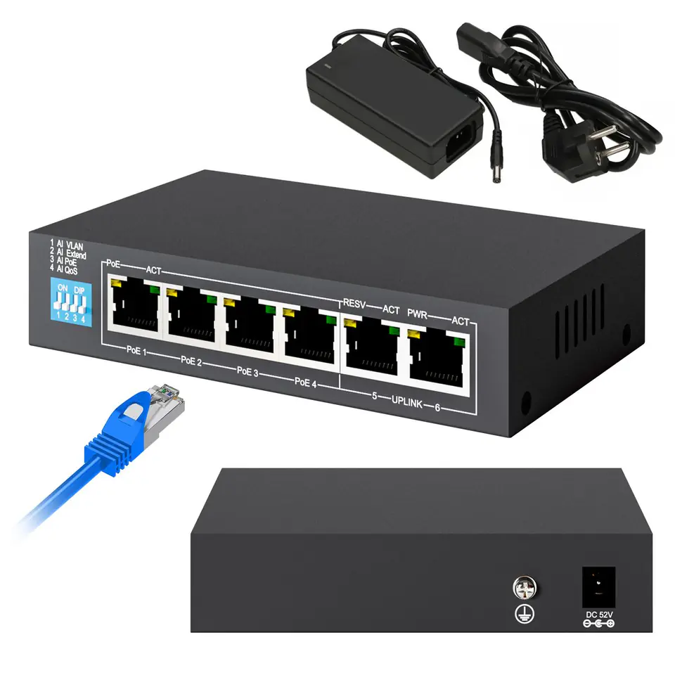 EXTRALINK KRIOS EX-SG1005P 6 PORT GIGABIT POE SWITCH (4X POE PORT) 802.3AF/AT 60W MAX 30W PER PORT at Wasserman.eu