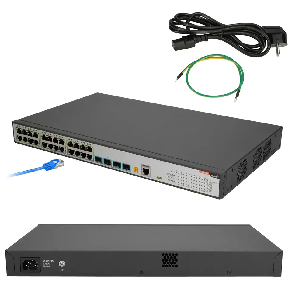 ⁨FIBERHOME S4820-28T-X-PE-AC, L2 MAGANED, GIGABIT POE SWITCH, 24X 10/100/1000BASE-T, 4X 10G SFP+, 450W⁩ w sklepie Wasserman.eu