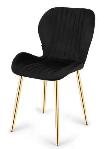 ⁨Krzesło tapicerowane MONTI VELVET BLACK GOLD⁩ w sklepie Wasserman.eu