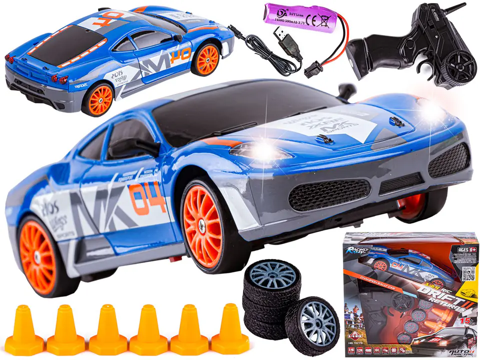 ⁨Samochód Do Driftu, Auto RC Drift 1:24 2,4 GHz 4WD NIEBIESKIE FERRARI⁩ w sklepie Wasserman.eu