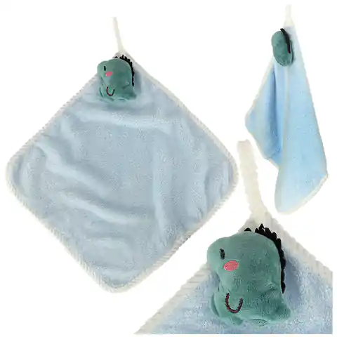 ⁨Ręcznik ręczniczek do rąk dla dzieci do przedszkola 30x30cm niebieski dinozaur⁩ w sklepie Wasserman.eu