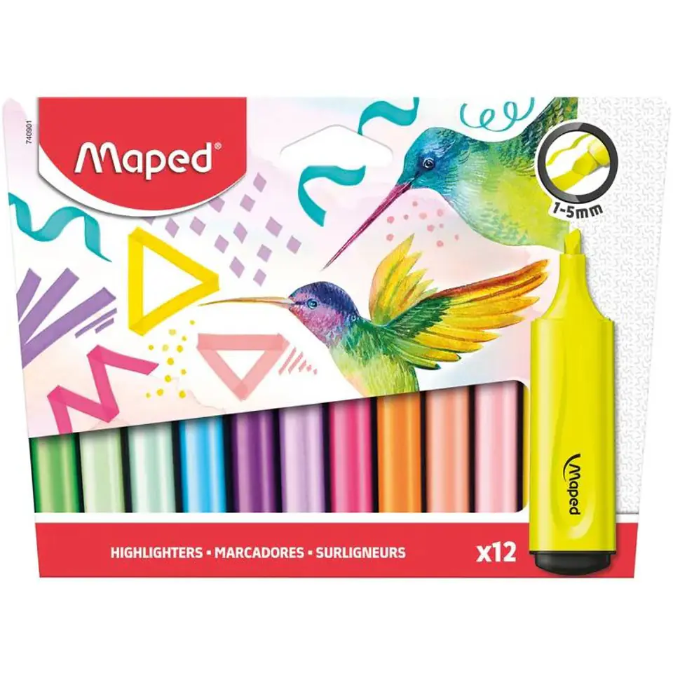 ⁨Zakreślacz FLUO PEPS mix kolorów 6 fluo+6pastel FR740901 MAPED⁩ w sklepie Wasserman.eu