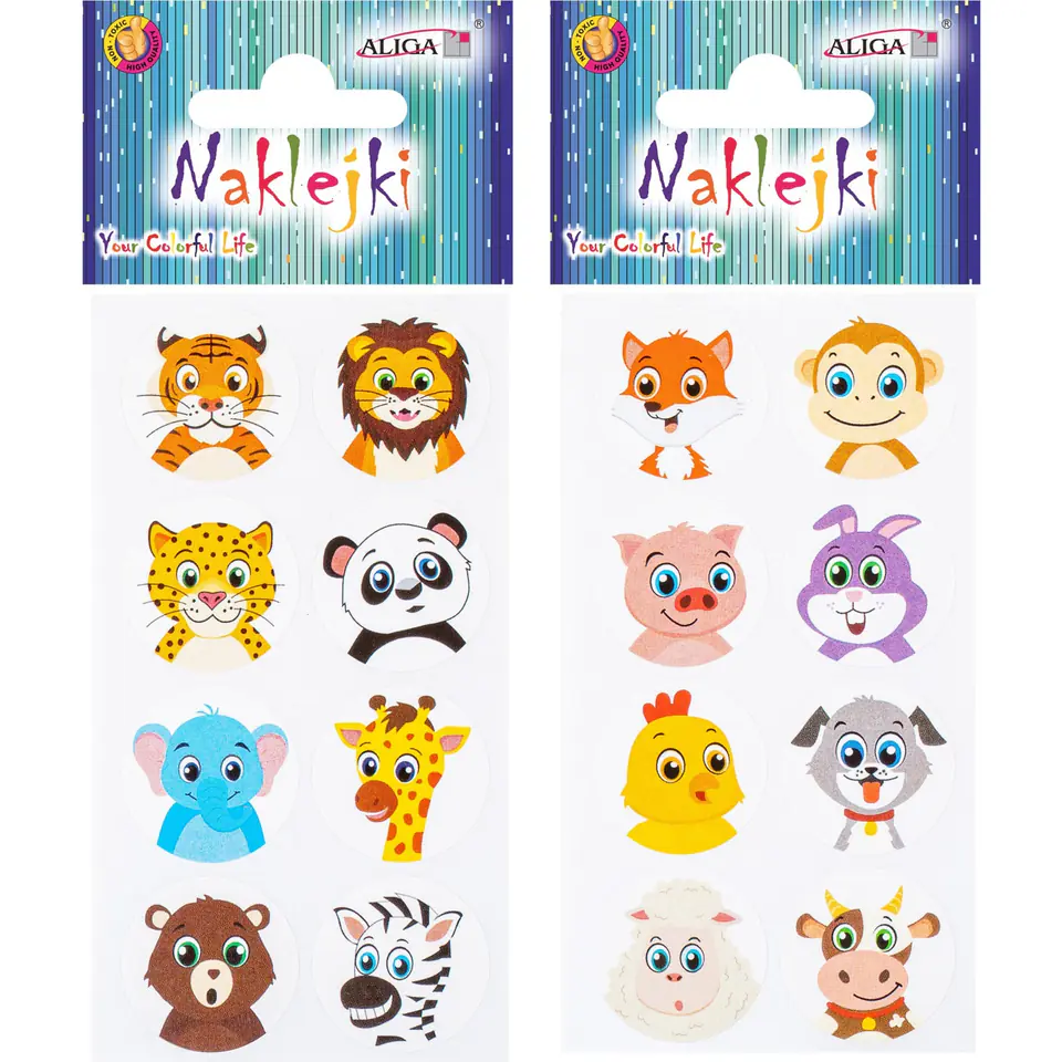 ⁨Naklejki ZWIERZĄTKA mix 6x11cm NK-9838 ALIGA⁩ w sklepie Wasserman.eu