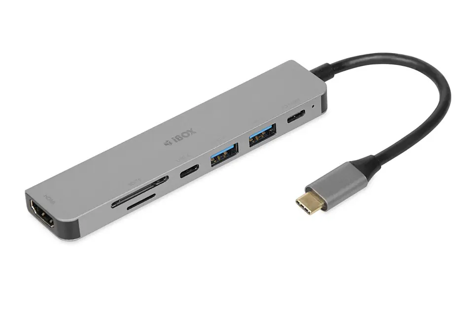 ⁨iBox IUH3SL4K notebook dock/port replicator USB 3.2 Gen 1 (3.1 Gen 1) Type-C Power Delivery 100W Silver⁩ at Wasserman.eu