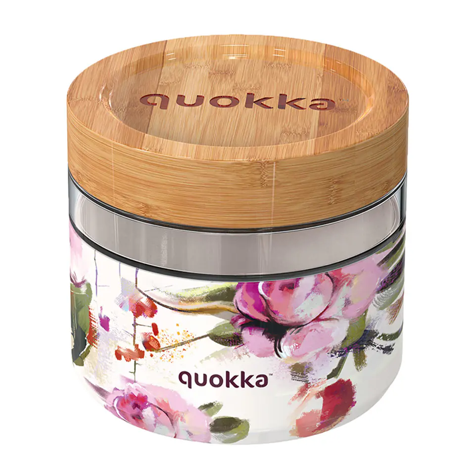 ⁨Quokka Deli Food Jar - Pojemnik szklany na żywność / lunchbox 820 ml (Dark Flowers)⁩ w sklepie Wasserman.eu