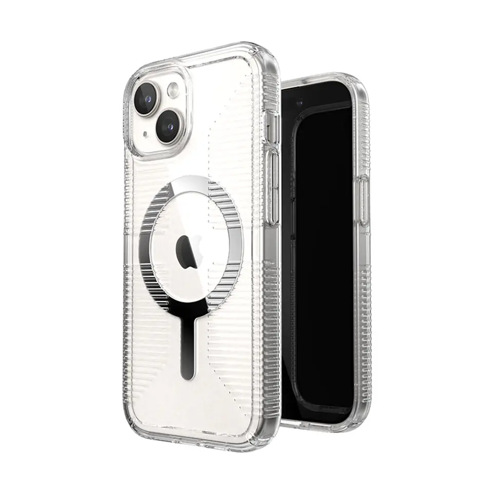 ⁨Speck Gemshell Grip + MagSafe - Etui do iPhone 15 / iPhone 14 / iPhone 13 (Clear / Chrome Finish)⁩ w sklepie Wasserman.eu
