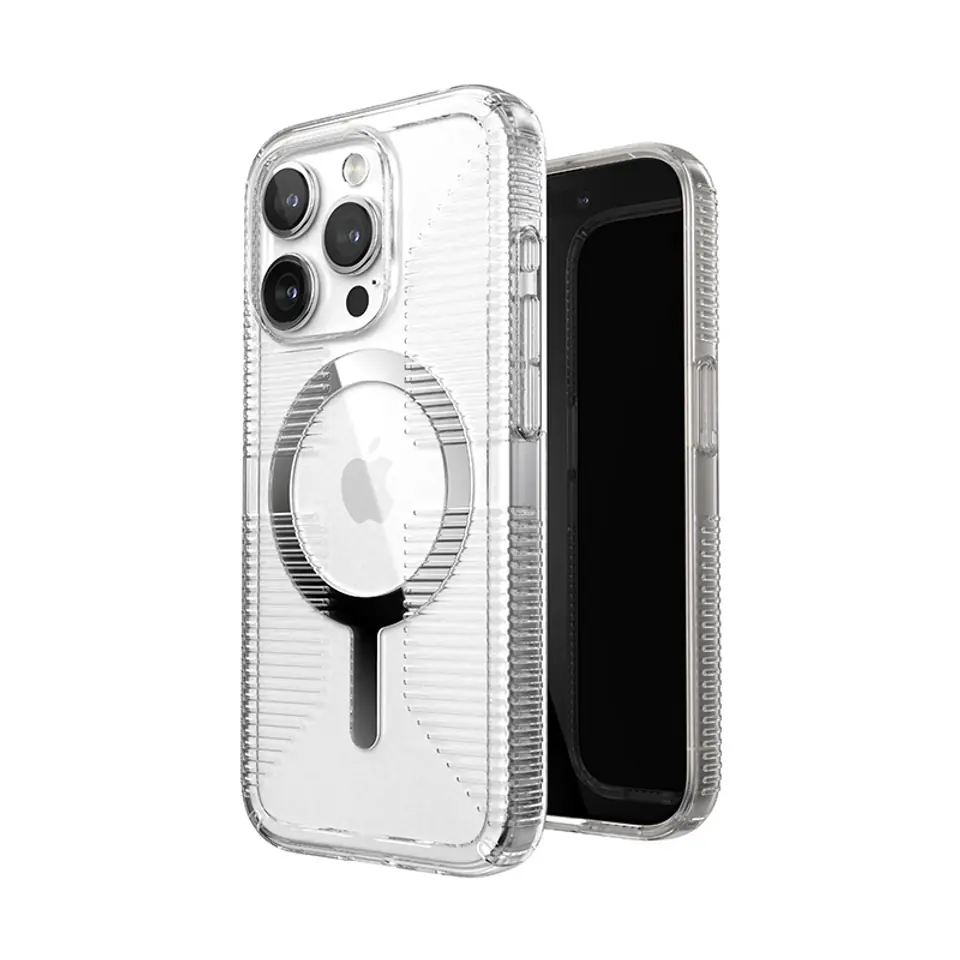 ⁨Speck Gemshell Grip + MagSafe - Etui do iPhone 15 Pro (Clear / Chrome Finish)⁩ w sklepie Wasserman.eu