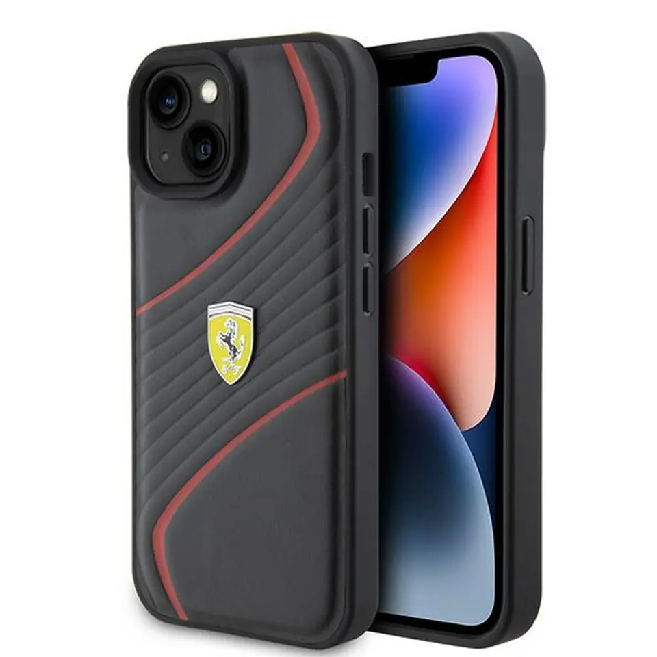 ⁨Ferrari FEHCP15SPTWK iPhone 15 6.1" czarny/black hardcase Twist Metal Logo⁩ w sklepie Wasserman.eu