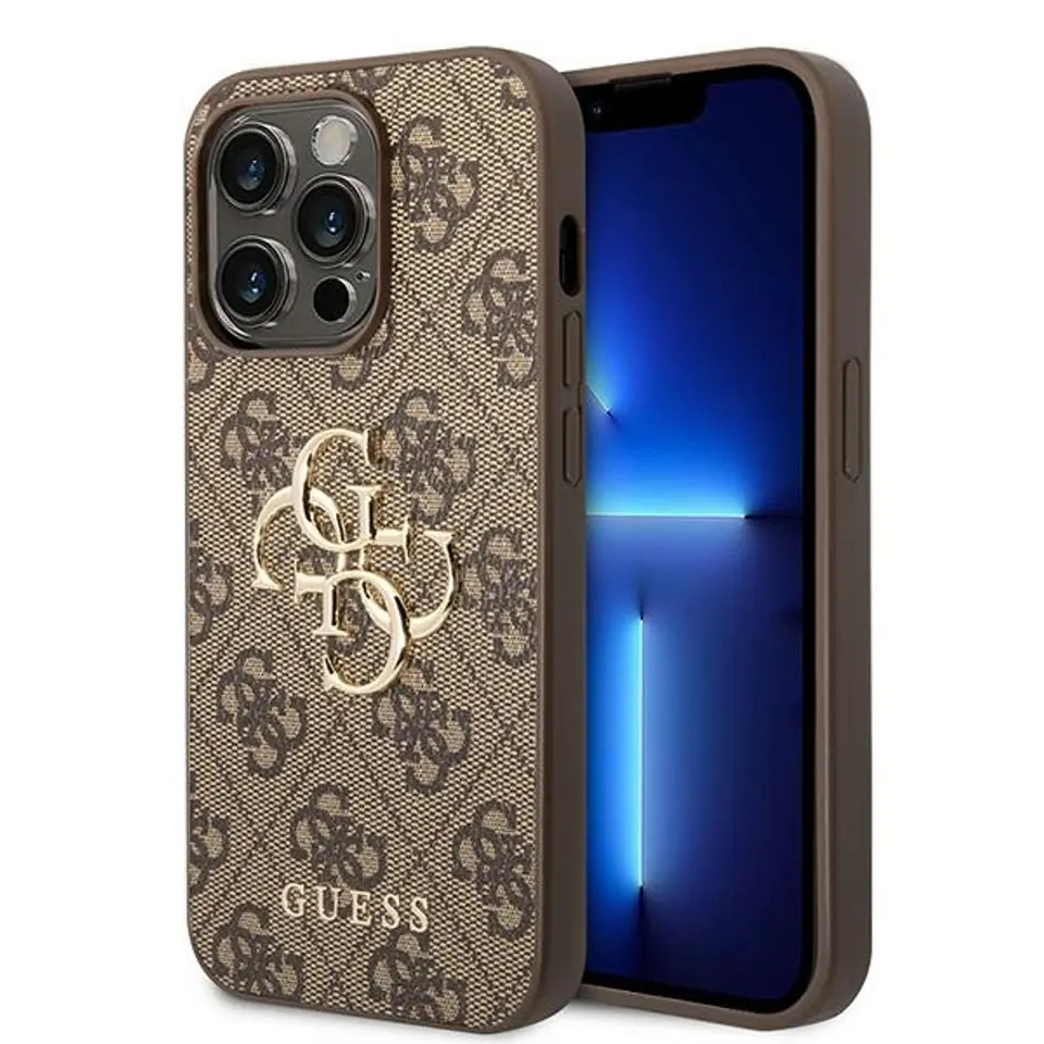 ⁨Guess GUHCP15L4GMGBR iPhone 15 Pro 6.1" brązowy/brown hardcase 4G Big Metal Logo⁩ w sklepie Wasserman.eu