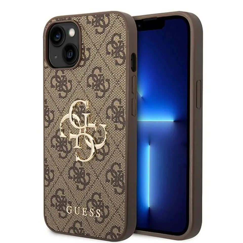 ⁨Guess GUHCP15S4GMGBR iPhone 15 6.1" brązowy/brown hardcase 4G Big Metal Logo⁩ w sklepie Wasserman.eu