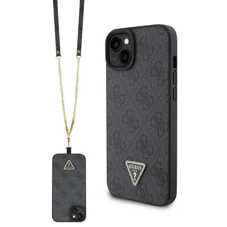 ⁨Guess GUHCP15SP4TDSCPK iPhone 15 6.1" czarny/black hardcase Crossbody 4G Metal Logo⁩ w sklepie Wasserman.eu