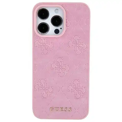 ⁨Guess GUHCP15SP4EPMP iPhone 15 6.1" różowy/pink hardcase Leather 4G Stamped⁩ w sklepie Wasserman.eu