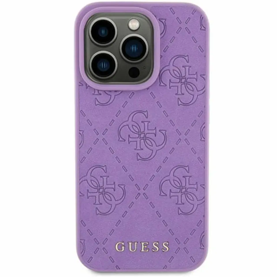 ⁨Guess GUHCP15SP4EPMU iPhone 15 6.1" fioletowy/light purple hardcase Leather 4G Stamped⁩ w sklepie Wasserman.eu