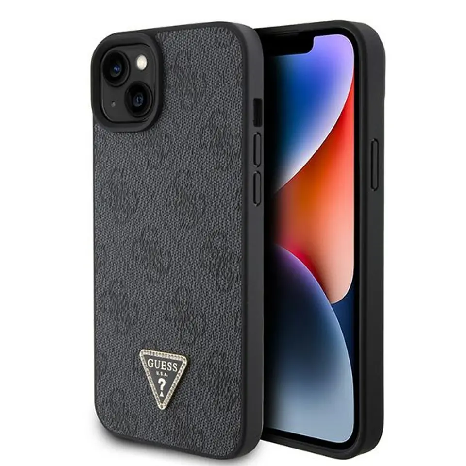 ⁨Guess GUHCP15SP4TDPK iPhone 15 6.1" czarny/black hardcase Leather 4G Diamond Triangle⁩ w sklepie Wasserman.eu