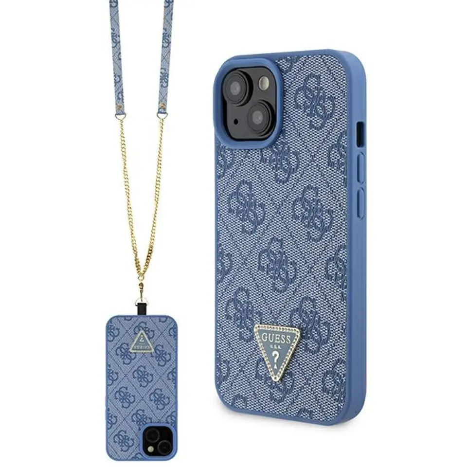 ⁨Guess GUHCP15SP4TDSCPB iPhone 15 6.1" niebieski/blue hardcase Crossbody 4G Metal Logo⁩ w sklepie Wasserman.eu