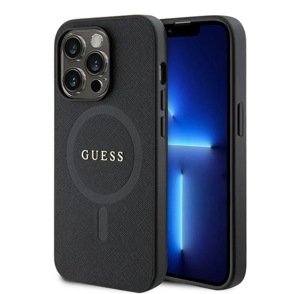 ⁨Guess GUHMP15LPSAHMCK iPhone 15 Pro 6.1" czarny/black hardcase Saffiano MagSafe⁩ w sklepie Wasserman.eu