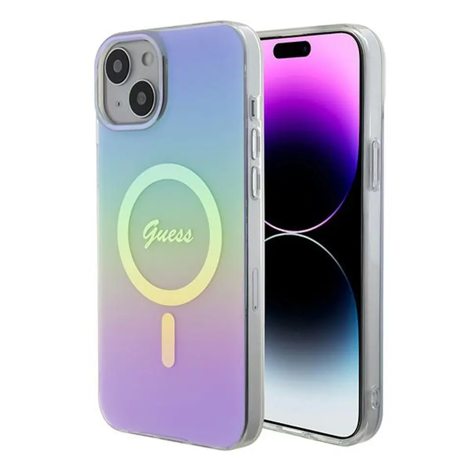 ⁨Guess GUHMP15SHITSU iPhone 15 / 14 / 13 6.1" fioletowy/purple hardcase IML Iridescent MagSafe⁩ w sklepie Wasserman.eu