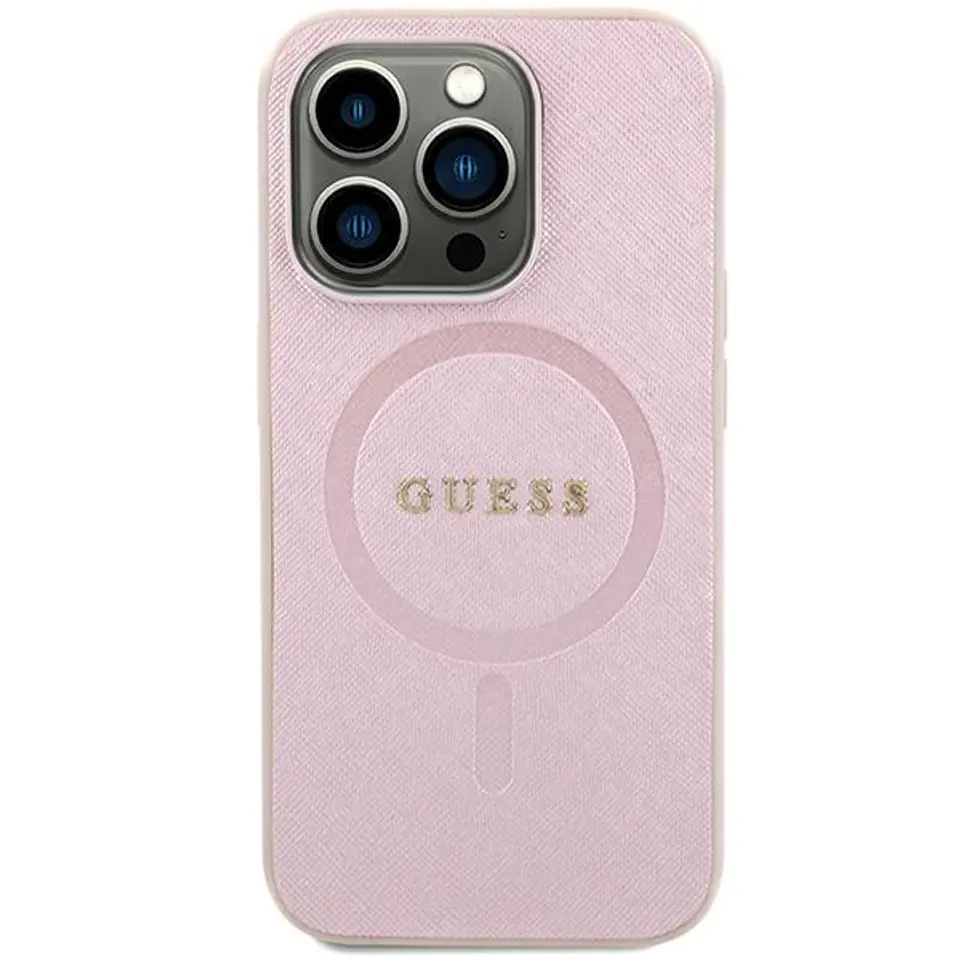 ⁨Guess GUHMP15SPSAHMCP iPhone 15 6.1" różowy/pink hardcase Saffiano MagSafe⁩ w sklepie Wasserman.eu