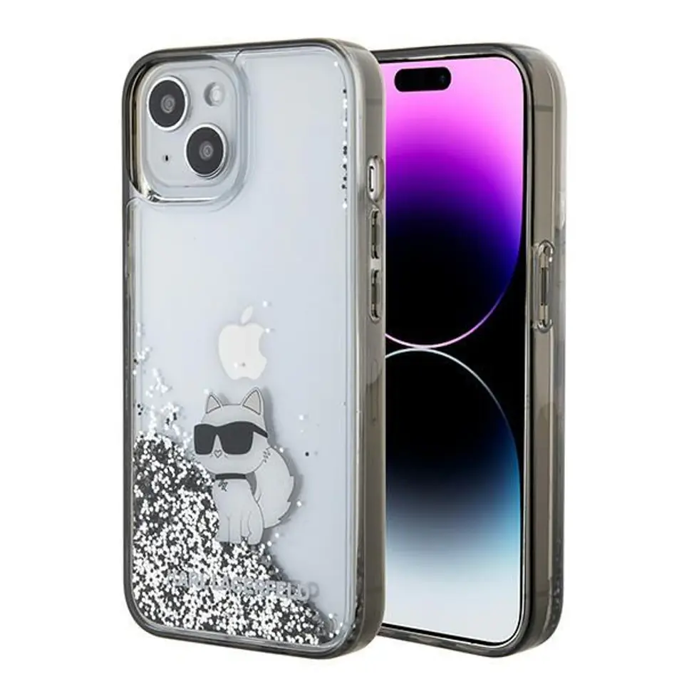 ⁨Karl Lagerfeld KLHCP15SLKCNSK iPhone 15 / 14 / 13 6.1" transparent hardcase Liquid Glitter Choupette⁩ w sklepie Wasserman.eu