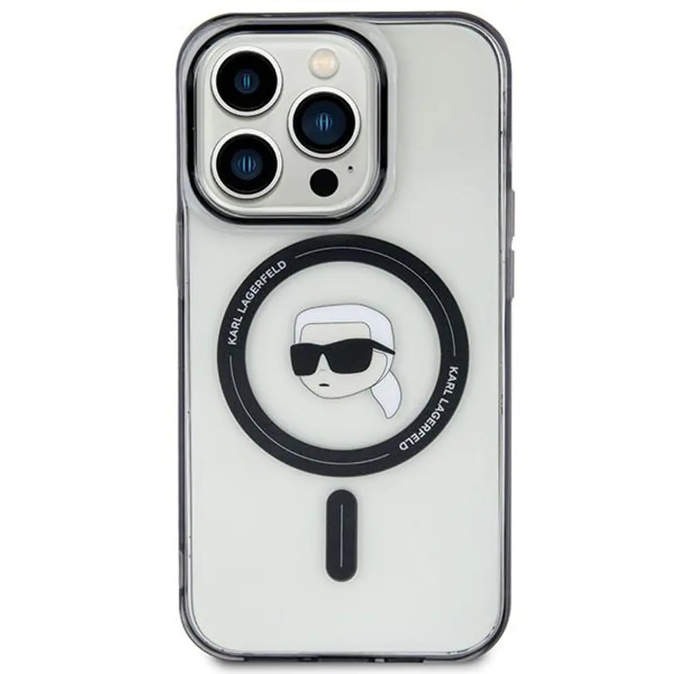 ⁨Karl Lagerfeld KLHMP15SHKHNOTK iPhone 15 6.1" transparent hardcase IML Karl`s Head MagSafe⁩ w sklepie Wasserman.eu