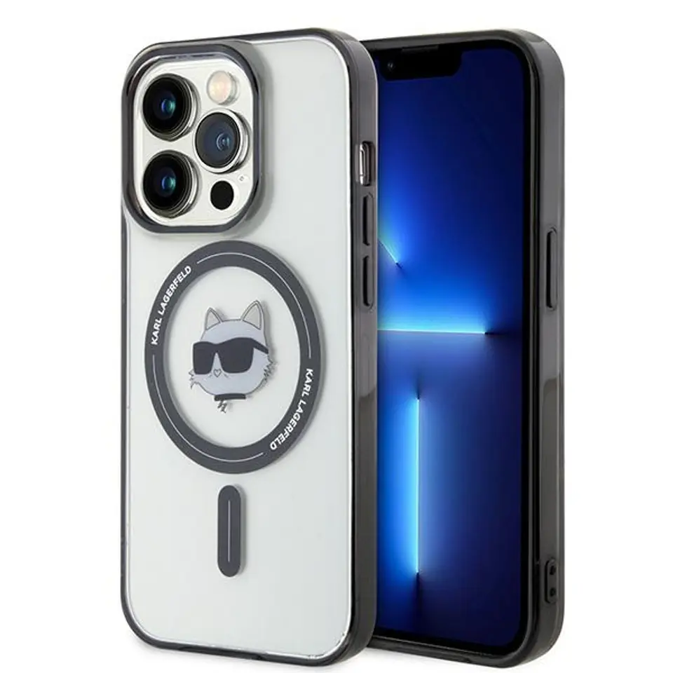 ⁨Karl Lagerfeld KLHMP15XHCHNOTK iPhone 15 Pro Max 6.7" transparent hardcase IML Choupette`s Head MagSafe⁩ w sklepie Wasserman.eu