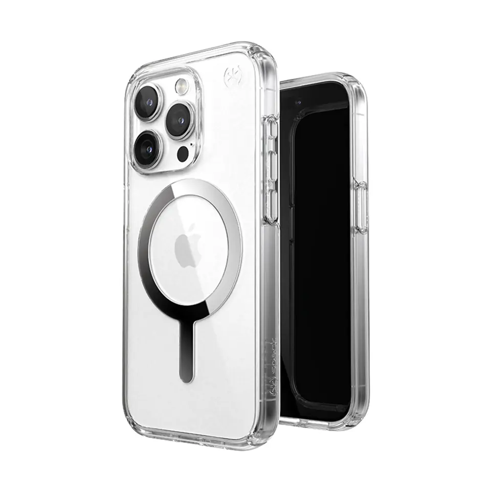 ⁨Speck Presidio Perfect-Clear MagSafe - Etui iPhone 15 Pro (Clear / Chrome Finish / Serene Silver)⁩ w sklepie Wasserman.eu