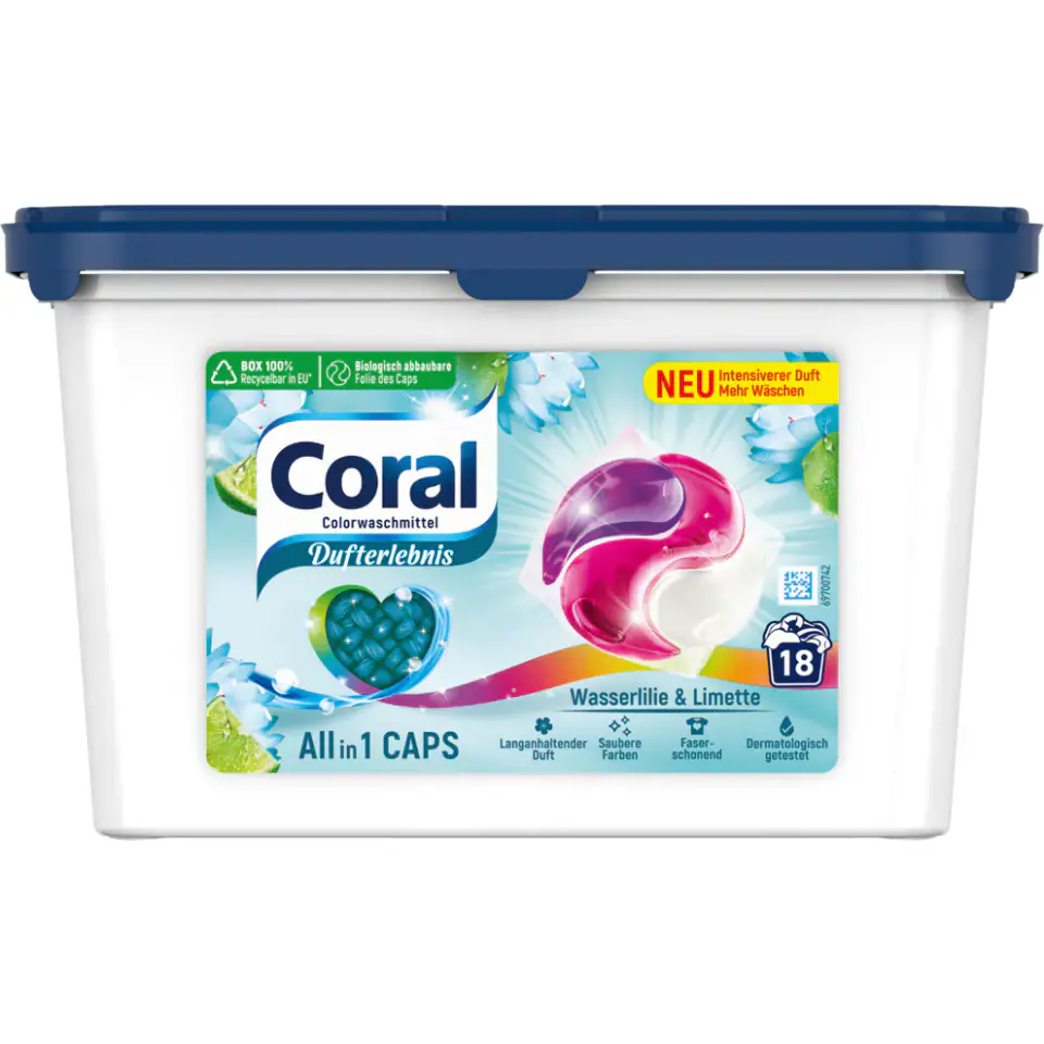 ⁨Coral Color Wasserlilie & Limette Kapsułki do Prania 18 szt. DE⁩ w sklepie Wasserman.eu