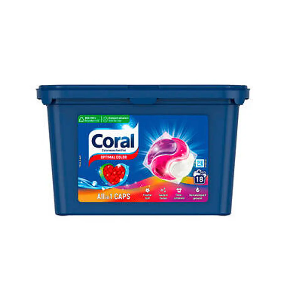 ⁨Coral Optimal Color Kapsułki do Prania 18 szt. DE⁩ w sklepie Wasserman.eu