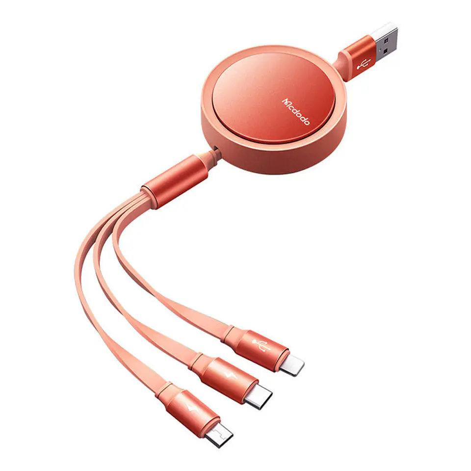 ⁨Kabel USB Mcdodo CA-7252 3w1 zwijany 1,2m (pomarańczowy)⁩ w sklepie Wasserman.eu