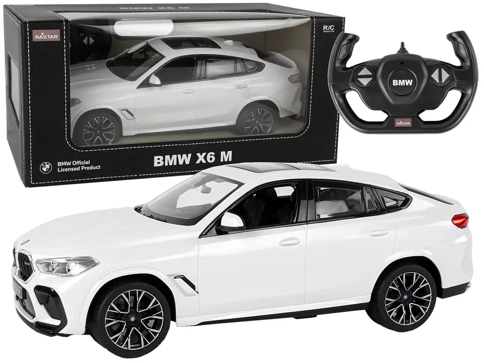 ⁨Auto R/C Bmw X6 M 1:14 Rastar Białe⁩ w sklepie Wasserman.eu