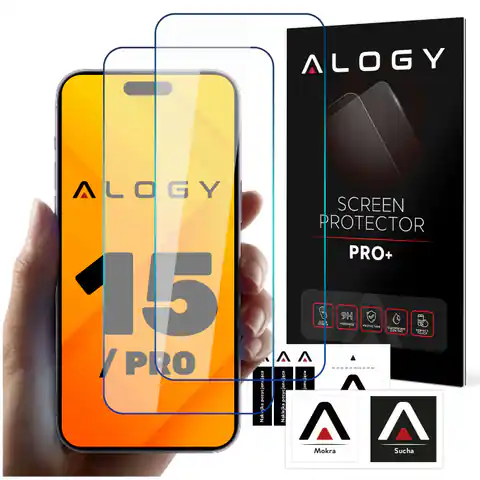 ⁨2x Szkło hartowane 9H do iPhone 15 / 15 Pro na ekran Alogy Screen Protector PRO+⁩ w sklepie Wasserman.eu