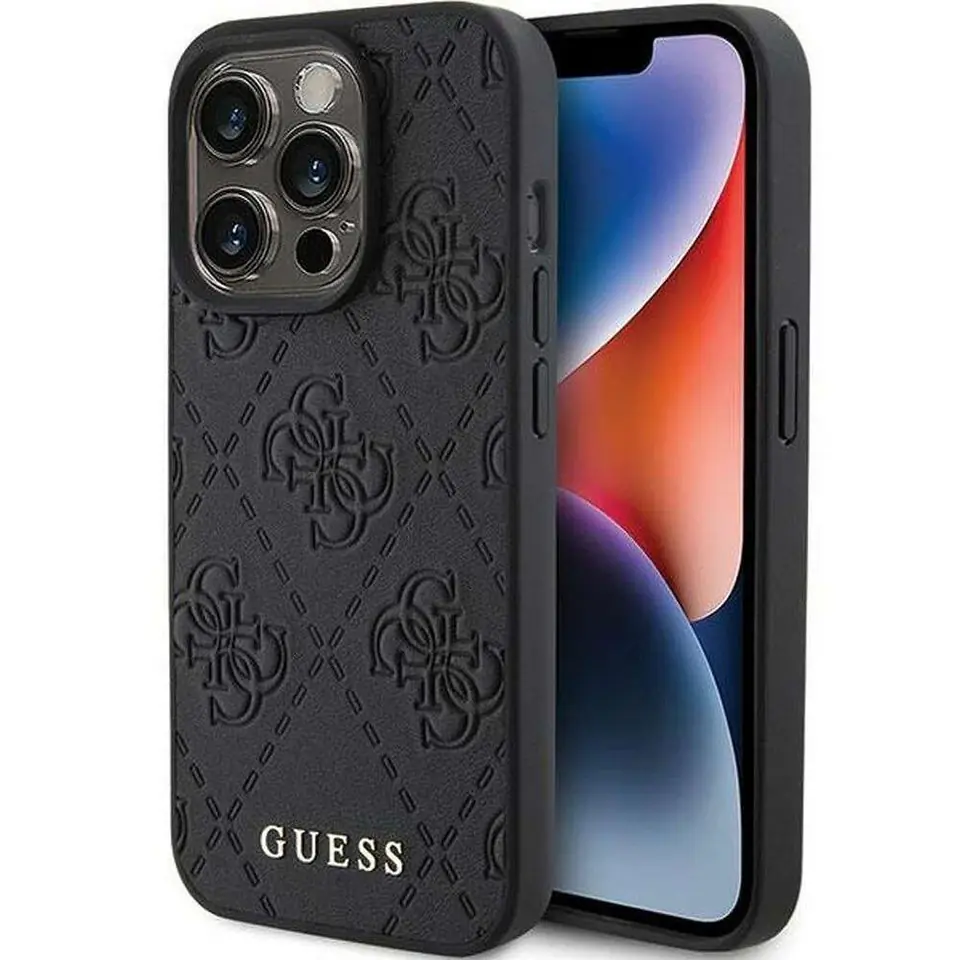 ⁨Oryginalne Etui GUESS Hardcase GUHCP15LP4EPMK do iPhone 15 PRO (Quilted 4G Classic / czarny)⁩ w sklepie Wasserman.eu