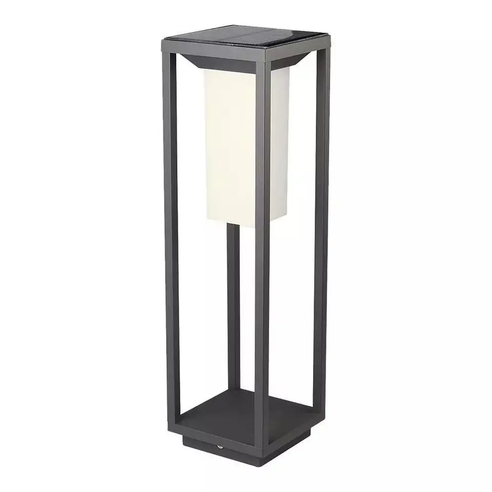 ⁨Solar Garden Bollard V-TAC 4W LED SAMSUNG CHIP Gray 2-functions IP65 VT-66 3000K 280lm⁩ at Wasserman.eu