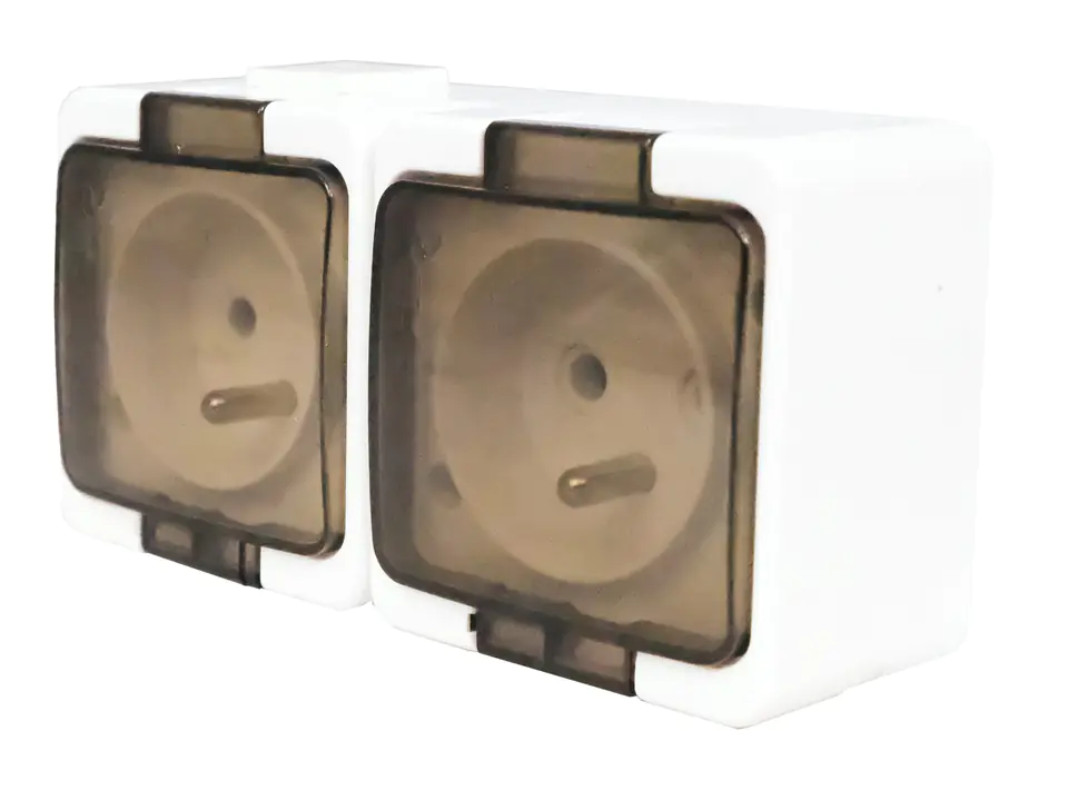 Gniazdo n/t 2x2P+Z klapka dymna IP44 w sklepie Wasserman.eu