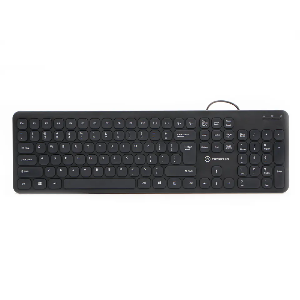 Powerton WPK102, klawiatura Slim US, klasyczna, przewodowa (USB), czarna, cicha w sklepie Wasserman.eu