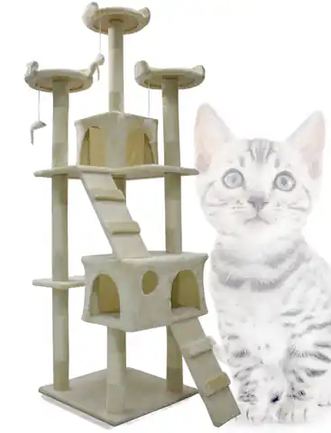 ⁨Wygodny Drapak dla kota Drzewko 170cm Wieża Legowisko beżowy Duży⁩ w sklepie Wasserman.eu