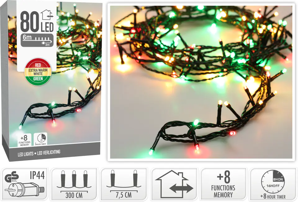 ⁨ŁAŃCUCH LED 80LED +8funkcji 6m⁩ w sklepie Wasserman.eu