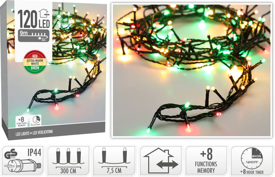 ŁAŃCUCH LED 120LED 9m +8funkcji w sklepie Wasserman.eu