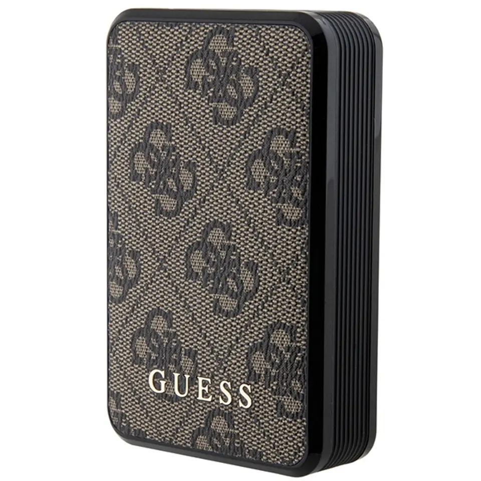 ⁨Guess Powerbank 18W GUPB10DP4GEGW 10000mAh brązowy/brown 4G Leather Metal Logo⁩ w sklepie Wasserman.eu