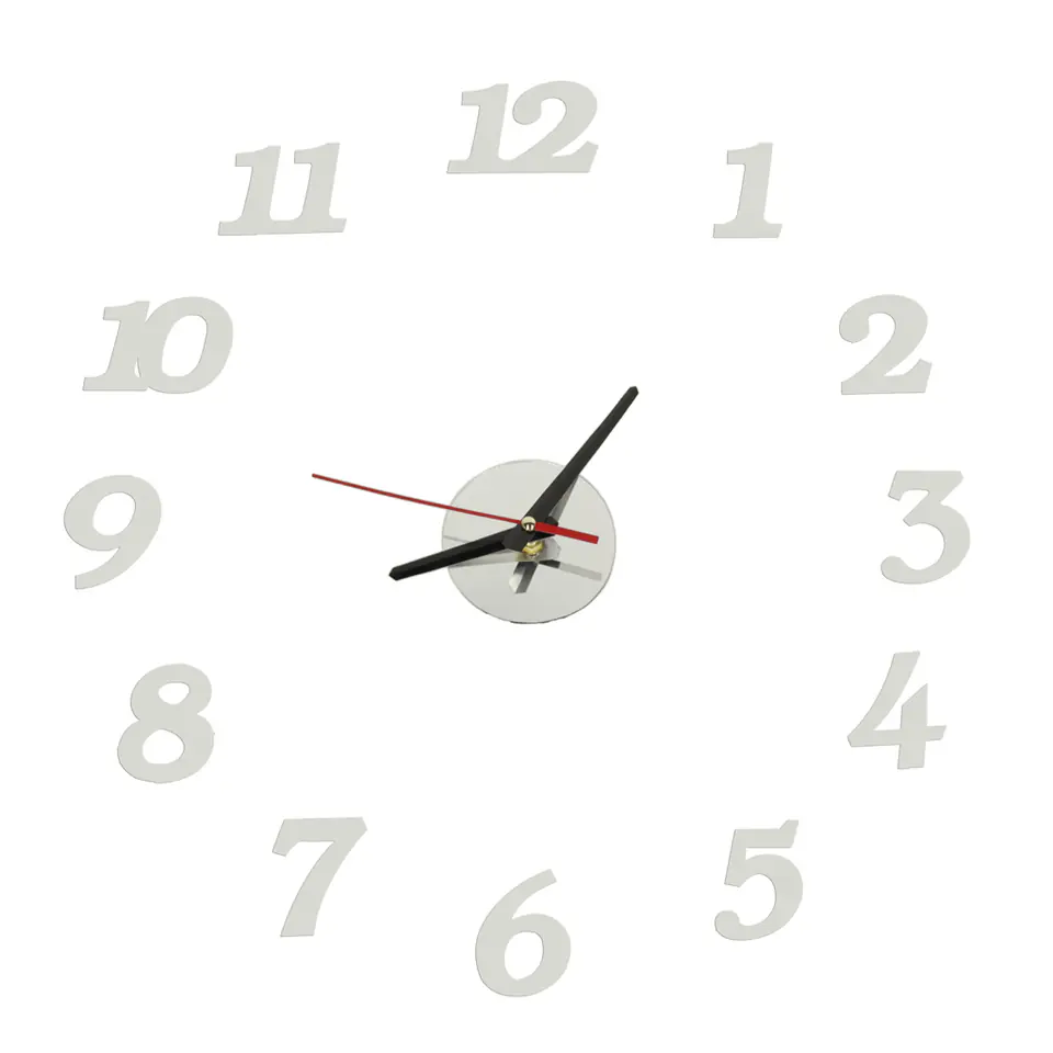 ⁨Zegar Ścienny naklejany srebrny 12 godzin nowoczesny⁩ w sklepie Wasserman.eu