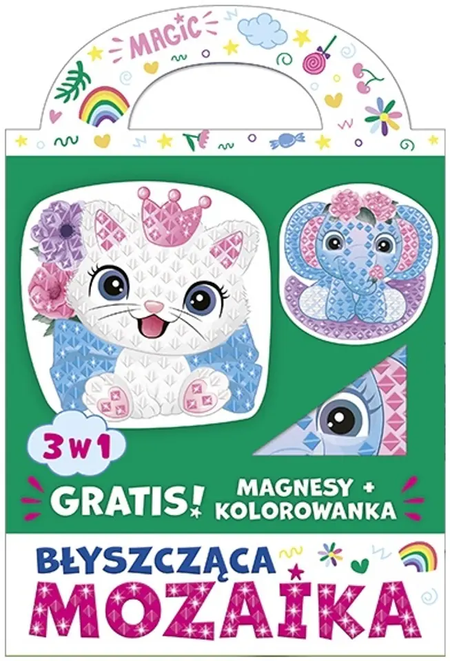 ⁨Błyszcząca Mozaika Magnesy Kotek i słonik Gratis Kolorowanka⁩ w sklepie Wasserman.eu